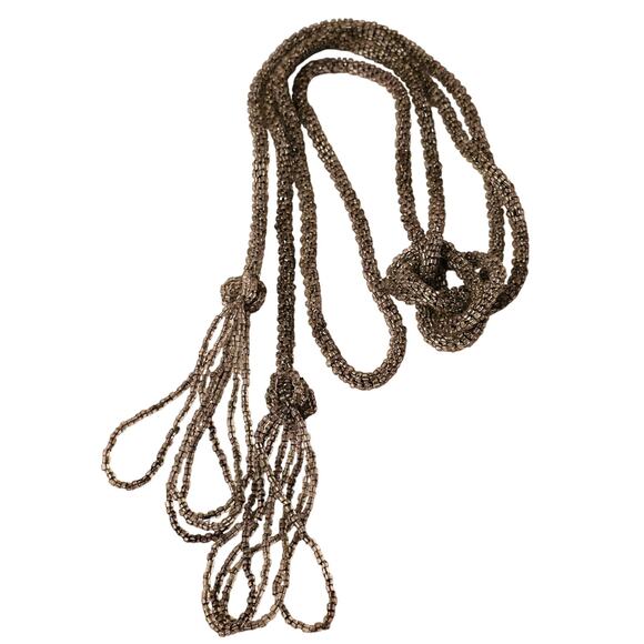 Vintage Necklace 1920's Flapper Style Glass Beaded Tassel Long 62" (Gg274) - Picture 1 of 4